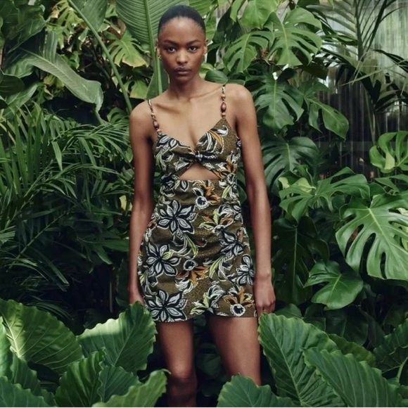 ZARA Amazonia CUT OUT PRINT MINI DRESS - Picture 1 of 7